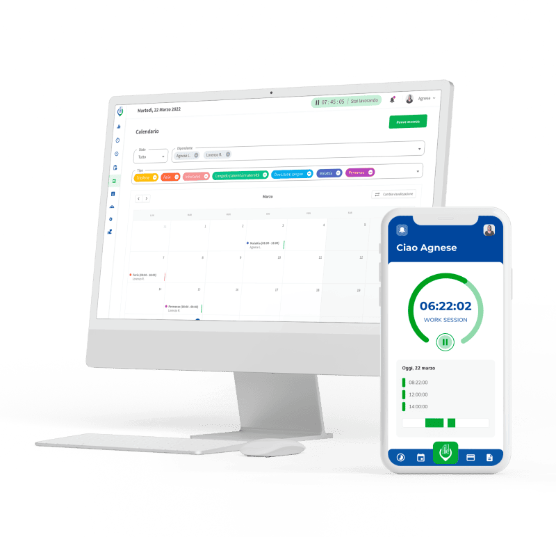 Due dispositivi che mostrano il prodotto di WhereverOffice