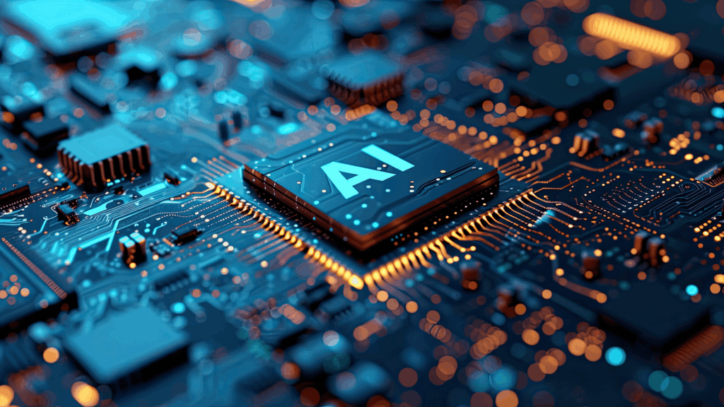 Chip AI connesso a tanti altri chip da circuiti luminosi.